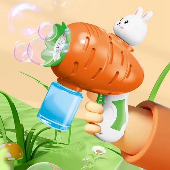 Rabbit Carrot Bubble Machine, Automatic Light-Up Bubble Blower with Solution, Electric Outdoor Summer , Birthday Party Favors & Easter Gift