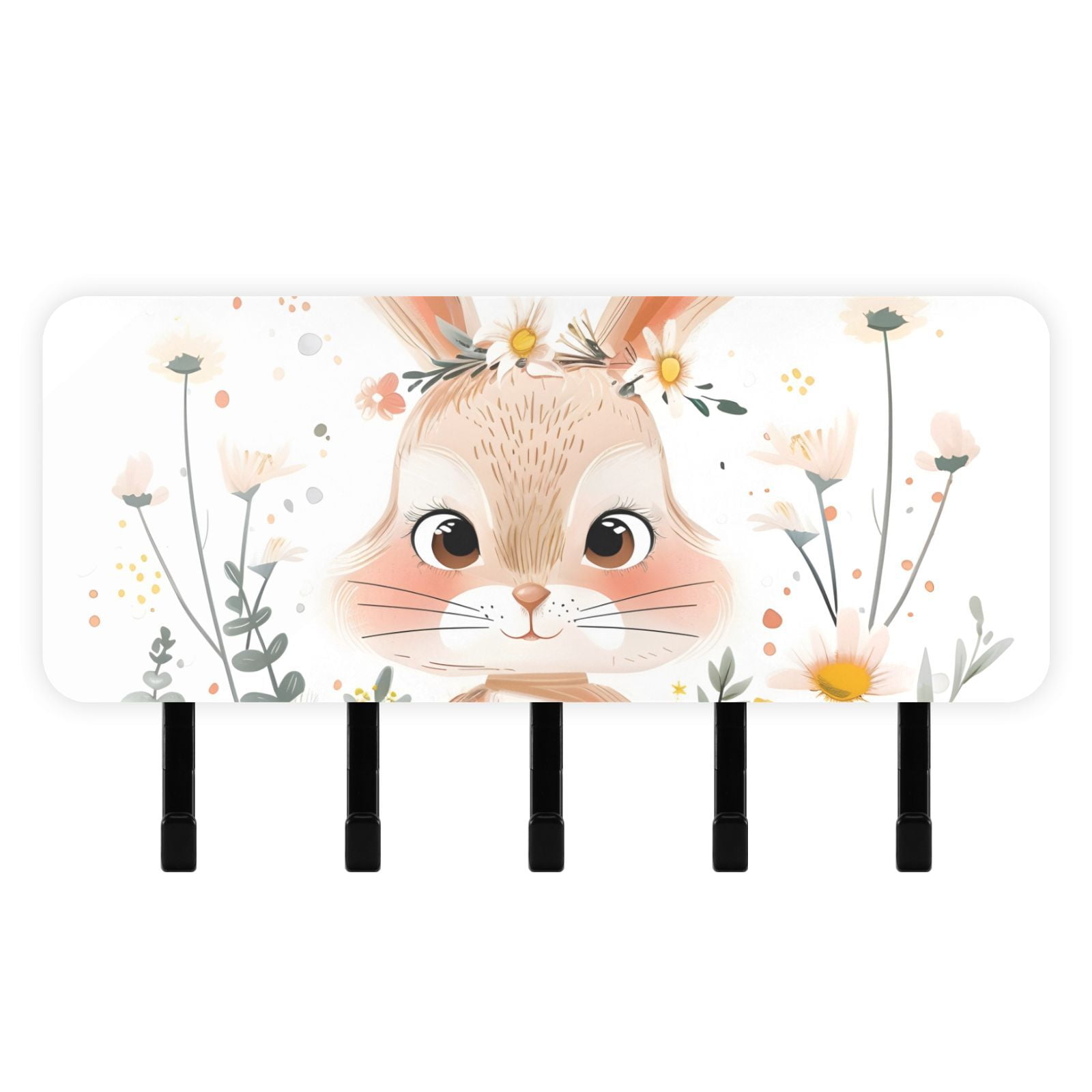 Rabbit Cartoon Bunny Flowers Mail Holder Organizer Wall Mount with ...