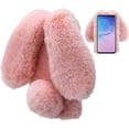 thumbnail image 1 of Rabbit Case for Samsung Galaxy A25 5G, Cute 3D Bunny Ears Soft Furry Hairball Fuzzy Winter Warm Faux Fur Plush Fluffy TPU Bumper Women Girls Protective Cover - Pink, 1 of 5