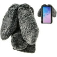thumbnail image 1 of Rabbit Case for iPhone 14 Pro 6.1, Cute 3D Bunny Ears Soft Furry Hairball Fuzzy Winter Warm Faux Fur Plush Fluffy Flexible TPU Bumper Women Girls Protective Skin Cover - Black, 1 of 8
