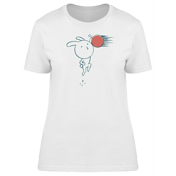 Rabbit Catching A Ball Cartoon T-Shirt Women -Image by Shutterstock, Female Large