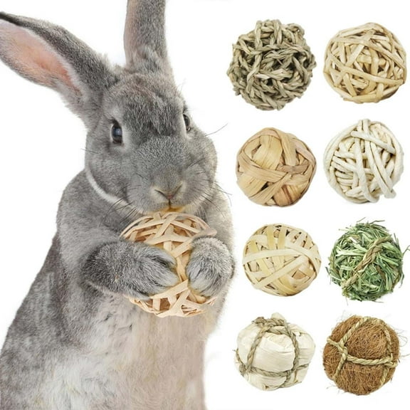 Rabbit Chew Grass Balls Rolling Activity Play Balls Small Animal Toy for Bunny Guinea Pigs Playing Gnawing Biting Grinding