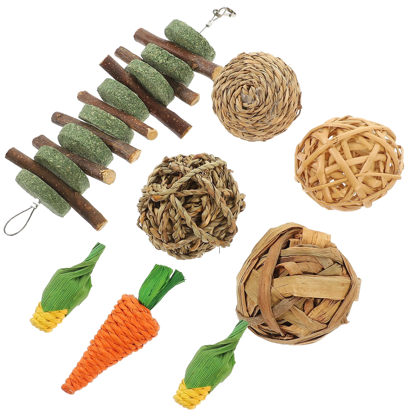 Rabbit Chew Toy 8 Pcs Guinea Pig Toys for Teeth Rat Cage Accessories