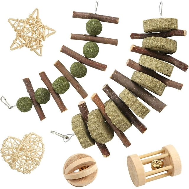 Rabbit Chew Toys, 6 Pack Bunny Chew Toys 100 Natural Materials by