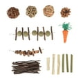 thumbnail image 1 of Rabbit Chew Toys Teeth Grinding Grass Ball String Pine Cone Wooden Stick Rabbit Toy Set for Hamster Guinea Pig, 1 of 5