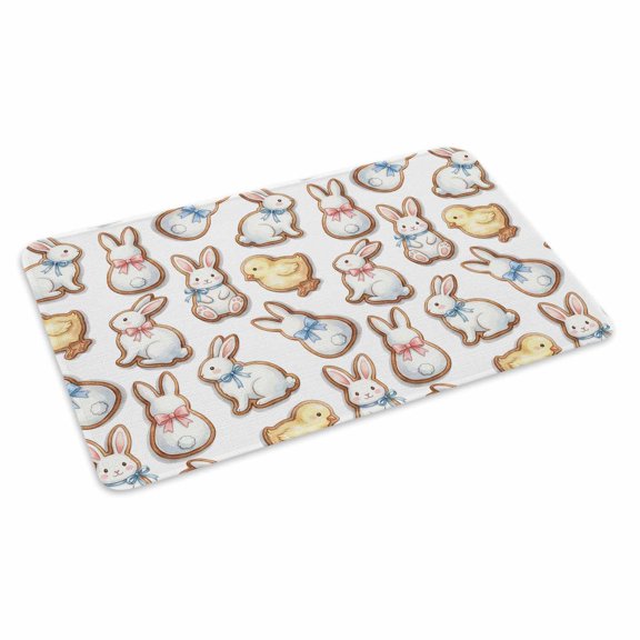 Rabbit Chicken Doormat Cute Abstract Animal Biscuit Art Easter Non Slip Low Profile Rubber Door Mat Washable Absorbent Indoor Front Door Mat Entryway Rug Entrance Carpet 24x36 Inch