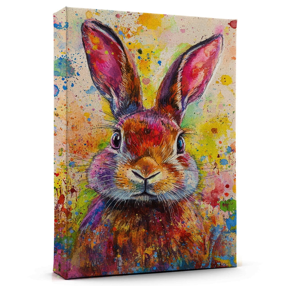 Rabbit Chocolate Lionhead Canvas Wall Art Decor, Colorful Rabbit ...