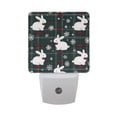thumbnail image 1 of Rabbit Christmas Red Bow Green Gingham Plaids LED Night Light Sensor Lamp Plug-in Adjustable Brightness 2 Pack, 1 of 7