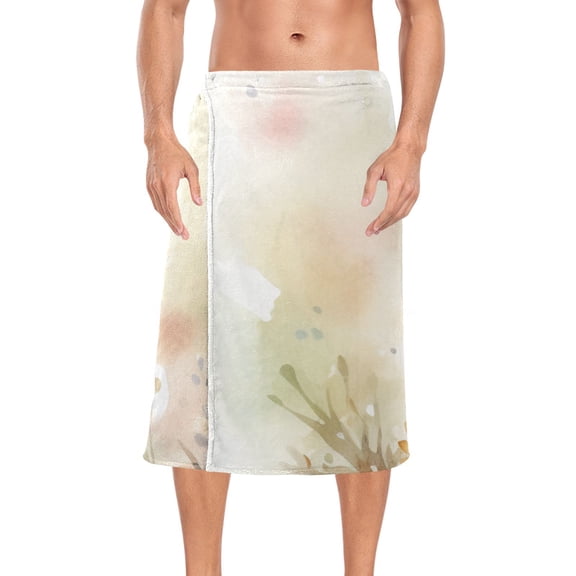 Rabbit Coat Leaves Bath Towel Wrap for Man Adjustable Shower Wrap Button Closure Body Towel for Sauna Gym