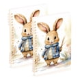 thumbnail image 1 of Rabbit Coat Leaves Ring Binder Notebook Journey Note Diary College Ruled Spiral Notebook Study Loose Leaf Paper A5 60 Pages, 1 of 8