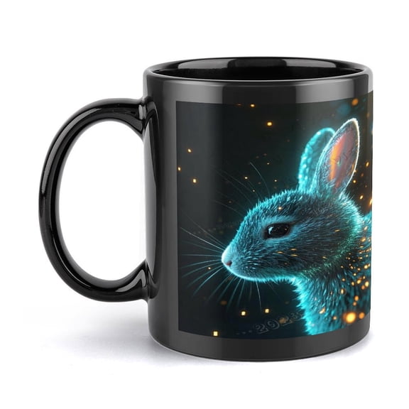 Rabbit Coffee Mug Perfect Rabbit Lover Gifts Cute Rabbit Coffee Mugs Present Mug Gifts On Birthday Halloween Christmas 11 Oz,Black