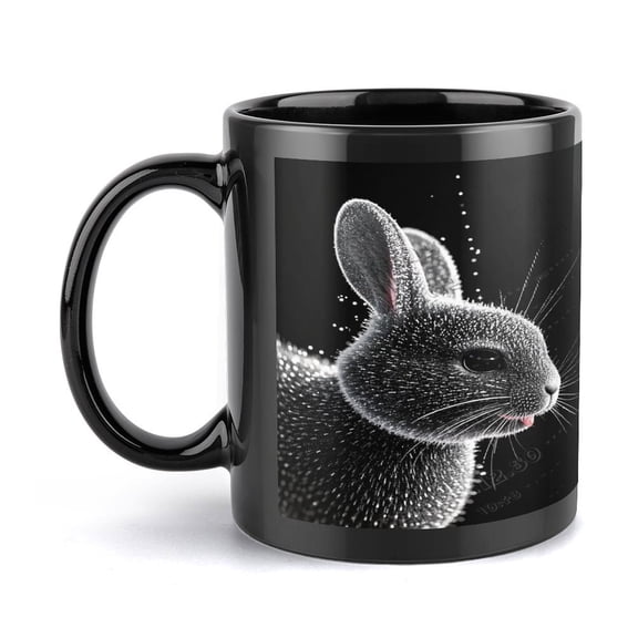 Rabbit Coffee Mugs For Rabbit Lovers, Cute Cartoon Coffee Mugs, Black, 11oz
