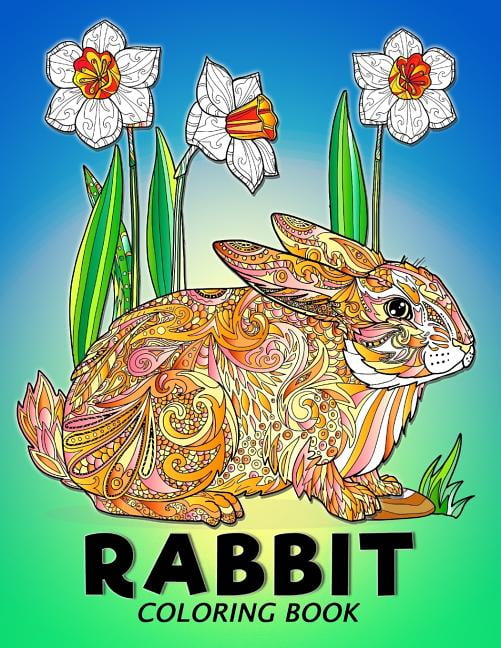 Rabbit Coloring Book : Animal Stress-relief Coloring Book for Adults ...