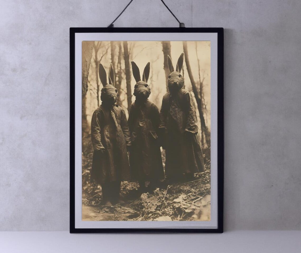 Rabbit Cult Of The Forest, Vintage Photography, Art Poster Print, Dark ...