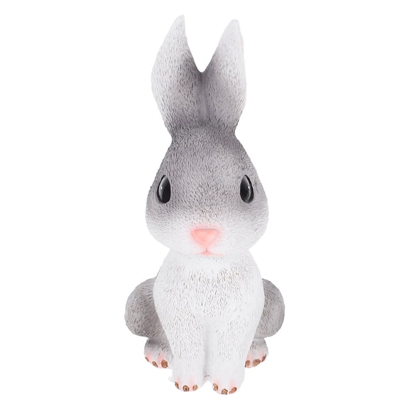 Rabbit Decoration Resin Rabbit Cartoon Rabbit Figurine Lovely Rabbit Statue Desktop Bunny Sculpture for Home Office ( Grey )