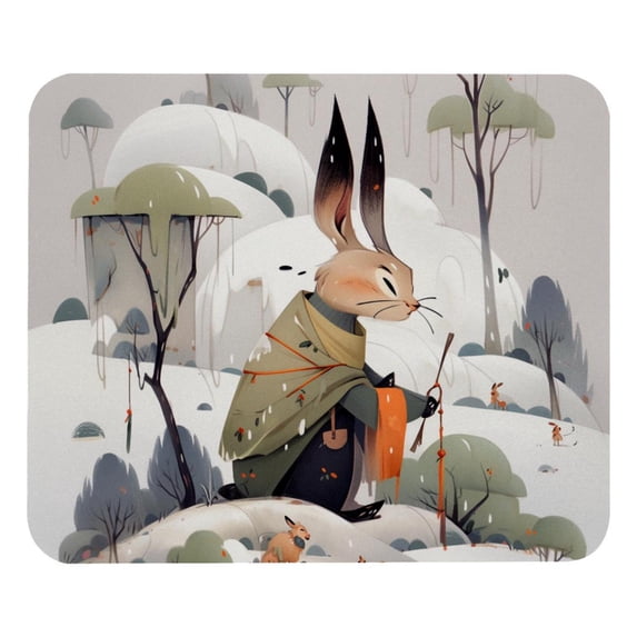 Rabbit Desk Pad Mouse Mat Gaming Mouse Pad | Square 8.3x9.8 Inch Non-Slip Rubber Bottom Printed Suitable for Office and Gaming