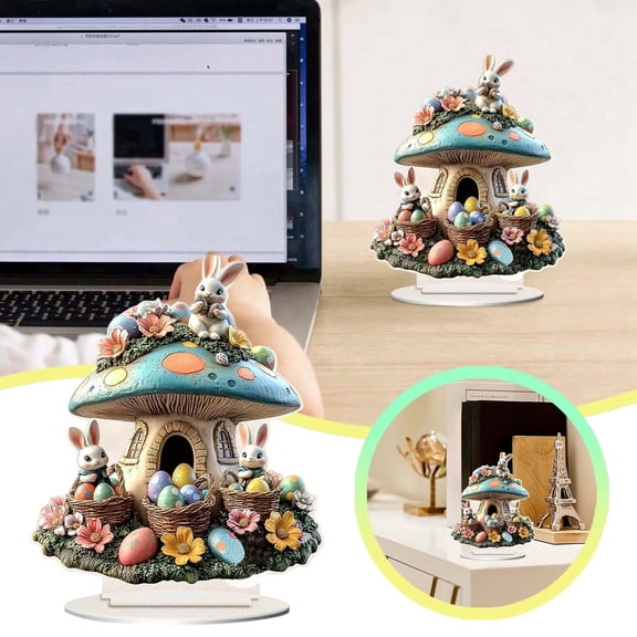 Rabbit Desktop Ornament Moon Festival Decoration Entryway Storage Tray Desktop Ornament 7.9"X0.1" Easter Decorations