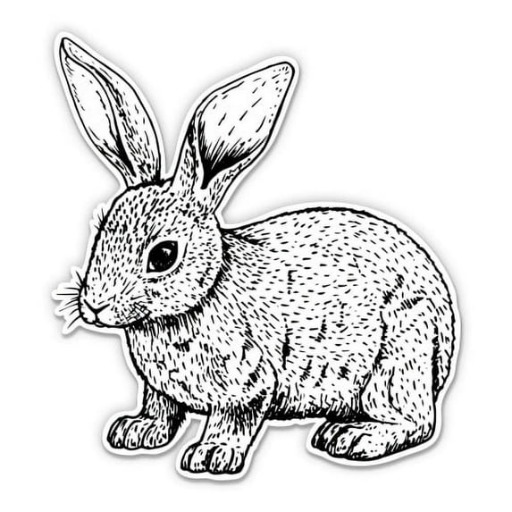 Rabbit Drawing Cute Bunny - 3" Vinyl Sticker - For Car Laptop Water Bottle Phone - Waterproof Decal