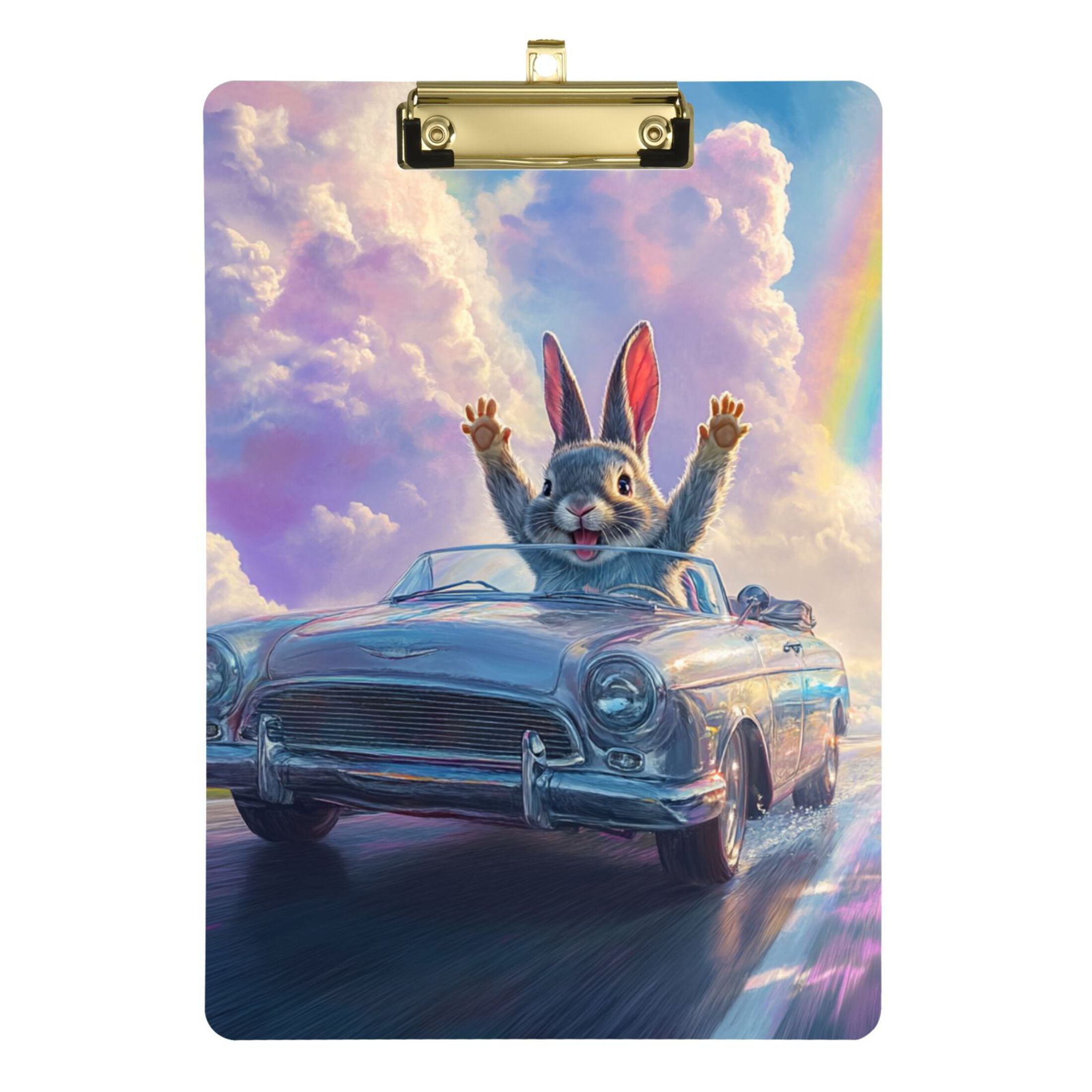 Rabbit Drive Car Rainbow Acrylic Clipboard Drawing Board Clipboard with