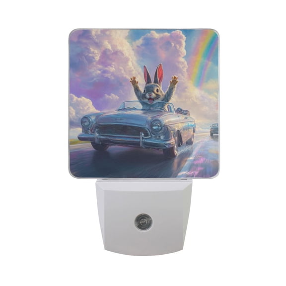 Rabbit Drive Car Rainbow LED Night Light with Smart Sensor Plug Into Wall Dusk to Dawn 2 packs
