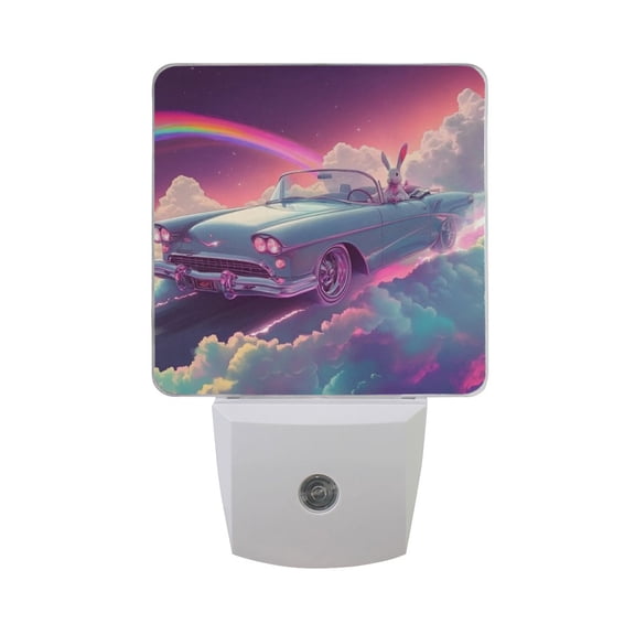 Rabbit Drive on Sky Rainbow LED Night Light with Smart Sensor Plug Into Wall Dusk to Dawn 2 packs