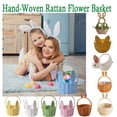 thumbnail image 1 of Rabbit Ear Flower Basket, Imitation Rattan Paper Rope Woven Handheld Basket for Floral Design, Greenery Display, Flower Arrangement Props, Easter Bunny Decor and Spring Home Decoration, HAODEJW, 1 of 8
