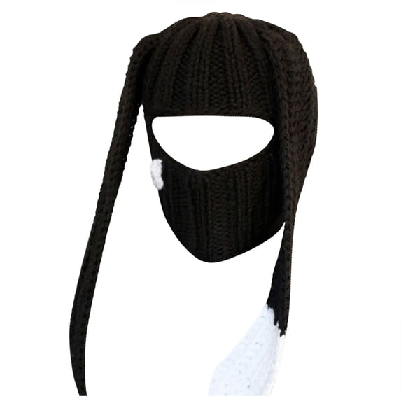 Rabbit Ear Hat Fall Winter Warm Neck Gaiter Mask One Piece Knit Beanie