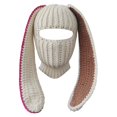 thumbnail image 1 of Rabbit Ear Hat Fall Winter Warm Neck Gaiter Mask One Piece Knit Beanie, 1 of 6