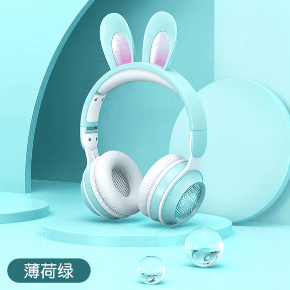 Rabbit Ear Headset Bluetooth Wireless LED Children's Headphones With Microphone Comfortable Overhead Design For Kids