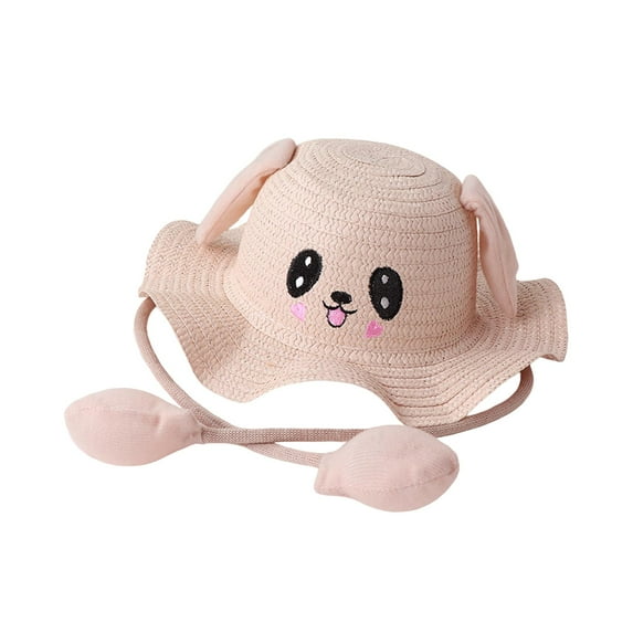Rabbit Ear Sunshade Straw Hat Lightweight Sun Hat for Commuting Outdoor Gift Light Pink