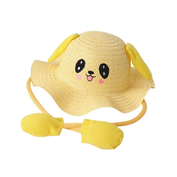 Rabbit Ear Sunshade Straw Hat Lightweight Sun Hat for Commuting Outdoor Gift Yellow