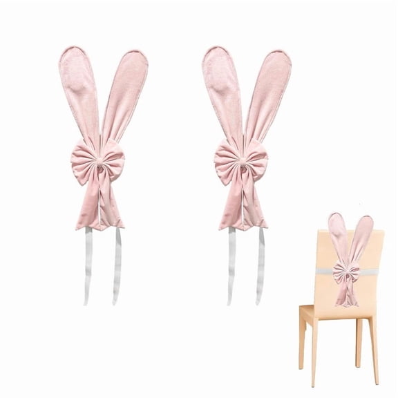 Rabbit Ears Chair Covers 2 Pcs Removable Stretch Cute Pink Easter Bunny Chair Back Covers for Home Easter Spring Dinning Table Birthday Restaurant Party Decor