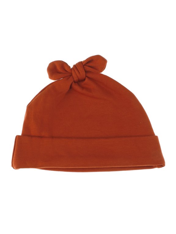 Rabbit Ears Cotton Beanie Hat - Newborn Rust