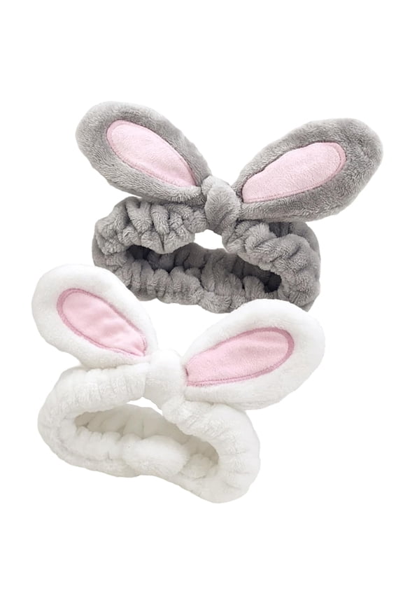 Rabbit Ears Hair Band for Face Washing & Skin Care - Soft Elastic Spa Headband for Women, Yoga, Makeup, Sports 2 PCS(DSF)