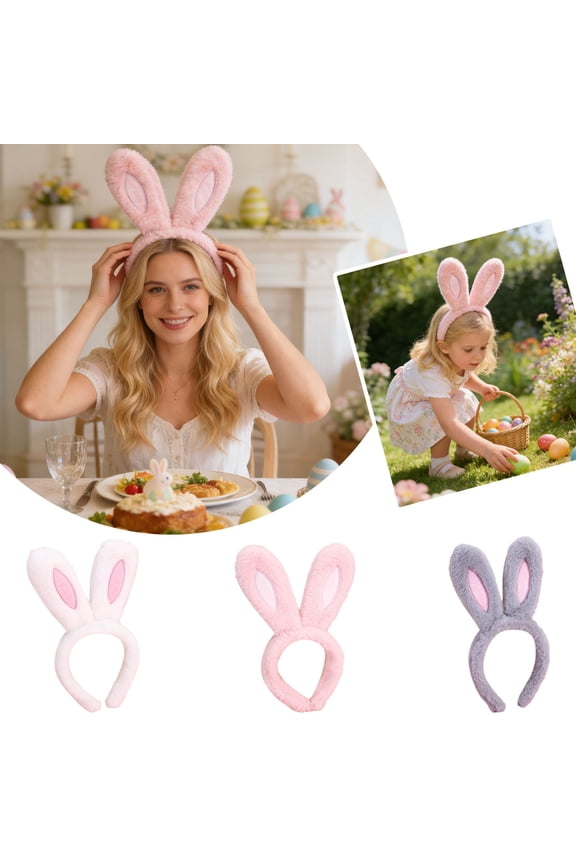Rabbit Ears Headband for Women Grey Party Accessories with Soft Material for Carnival Festivals and Make-Up