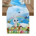 thumbnail image 1 of Rabbit Easter Egg Cartoon Butterfly Grassland Sky Table Runners Dining Room Home Decor Tablecloth Table Cover, 1 of 5