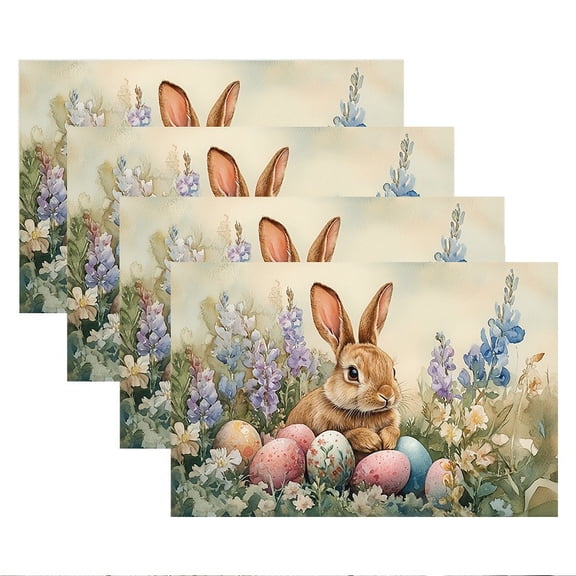 Rabbit Easter Egg Drying Mat for Kitchen Counter with PU Leather - 18"×12", Collapsible Diatomaceous Quick Dry Dish Drying Mat for Coffee Maker Cups Dishes Bottles