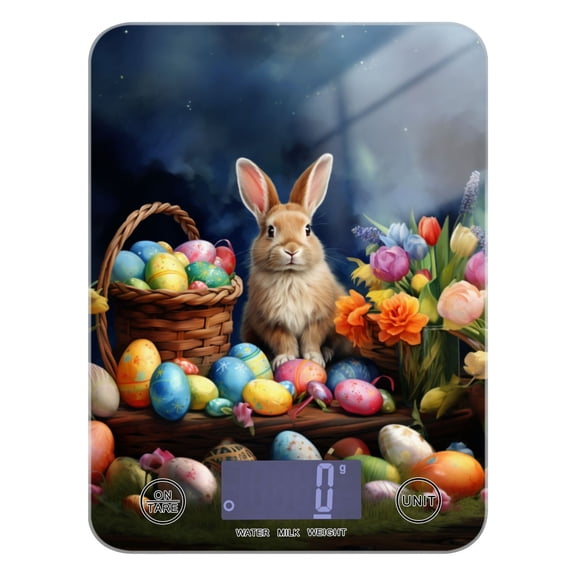 Rabbit Easter Eggs Flowers Food Scale Digital Kitchen Scale Waterproof Tempered Glass Tare Function 11 lb for Baking Cooking Meal Prep