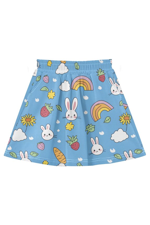 Rabbit Face Athletic Skirt with Pockets and Built-in Shorts for 3-8Y
