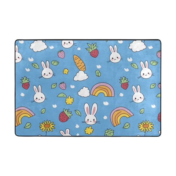 Rabbit Face Rug 72x48in Memory Foam Absorbent Non Slip Plush for Living Room Office Bedroom