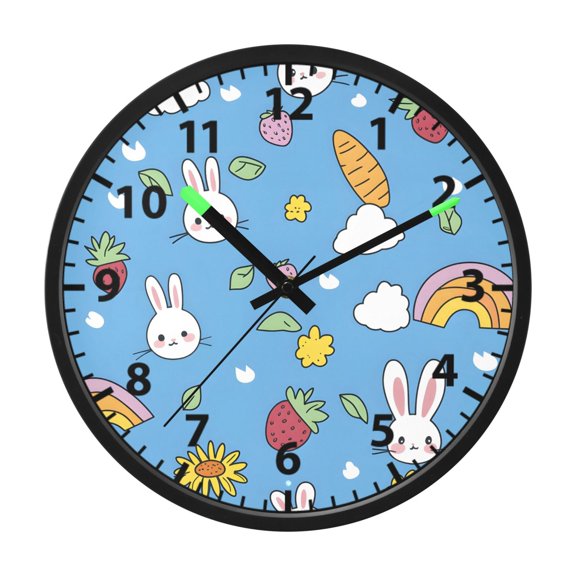 Rabbit Face Wall Clock 12 Inch Voice Activated Night Light Silent Non Ticking