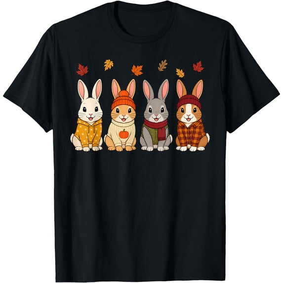 Rabbit Fall Autumn Season Pumpkin Bunny T-Shirt - Walmart.com