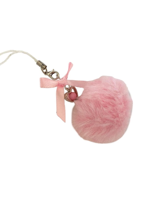 Rabbit Faux Furs Ball Key Chain Sweet Bows Keyrings Star Pendant Keychains for Women Girls Heart Shapes Phone Decoration