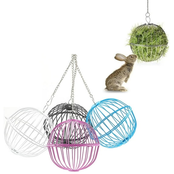 Rabbit Feeder Ball - 5.1inch Stainless Steel Hanging Feed Dispenser for Bunny Hamster Guinea Pig Rat Chinchilla