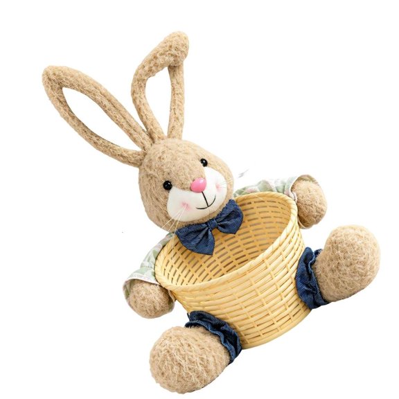 Rabbit Figure Storage Basket with Polyester Outer and Direct Access for Candy, Gifts, Hair Accessories, and Easter Displays