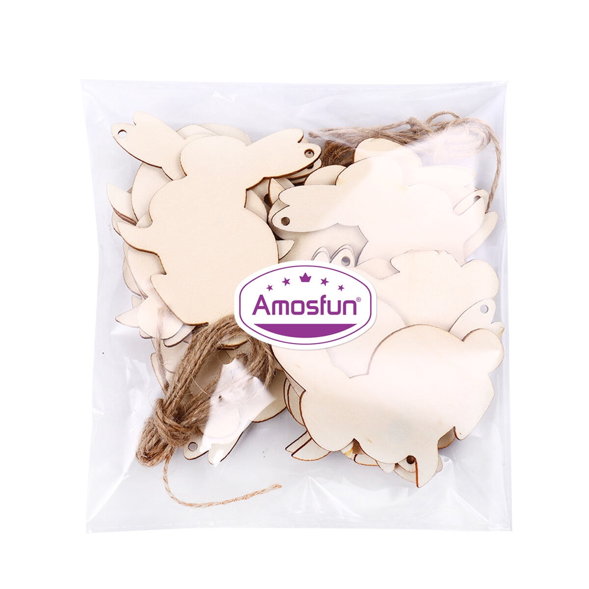 Vosarea Wooden Easter Bunny Ornaments Khaki for Craft Projects 20Pcs ...