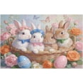 thumbnail image 1 of Rabbit Flower Basket 500 Piece Puzzle for Adults - Easter Bunny Surrounded by Eggs and Flowers, Perfect Indoor Family Night Fun or Spring Holiday Activity, Finished Size 20.5 x 15 in, 1 of 8