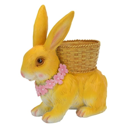Rabbit Flowerpot Small er Container Landscape Pot Animal Holder Bonsai Pot for Office Indoor Outdoor Garden , Yellow