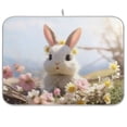 thumbnail image 1 of Rabbit Flowers White Dish Drying Mat Dish Drainer Rack Mats Water Absorbent Non-Slip Easy Clean Heat Resistant for Kitchen Counter, 1 of 8