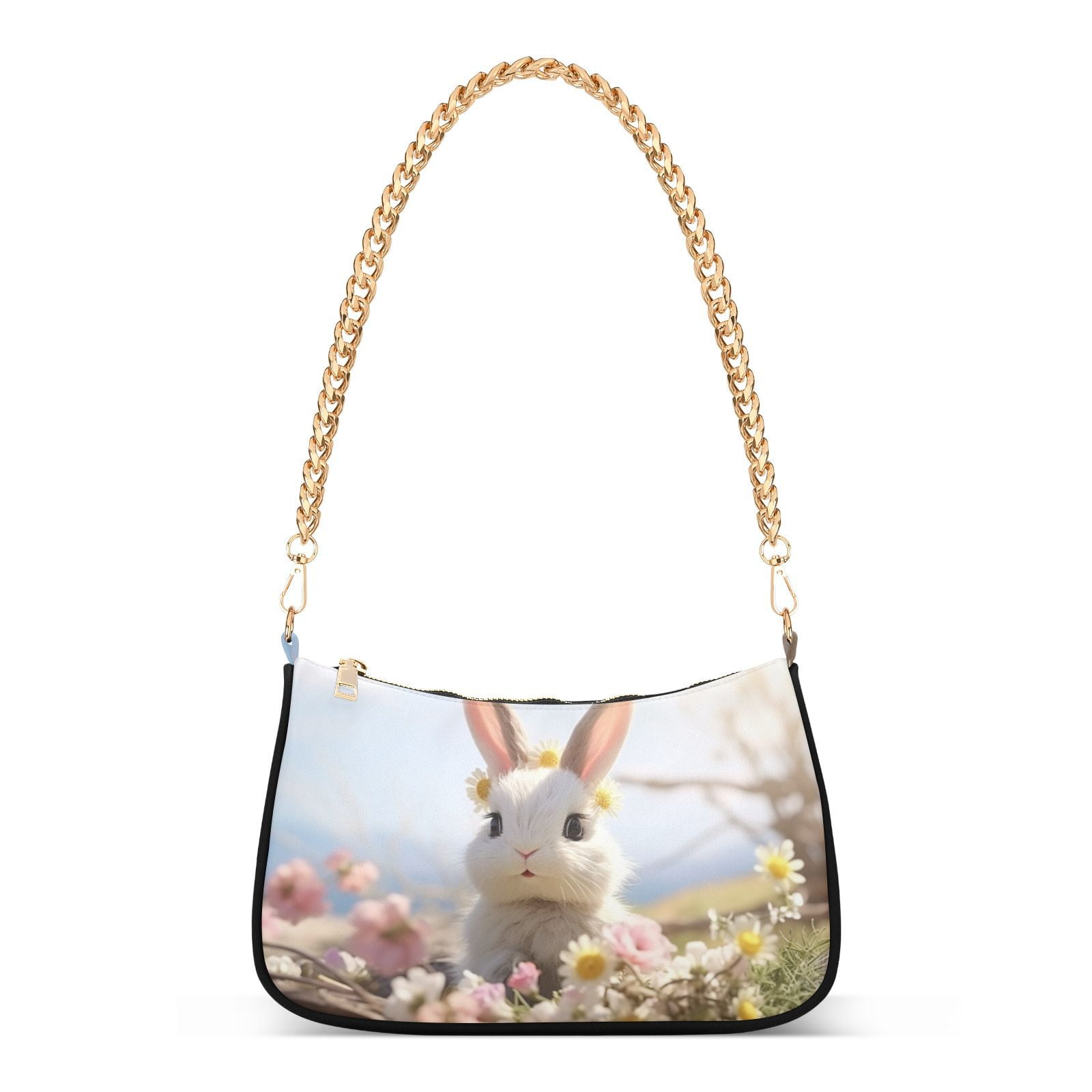 Rabbit Flowers WhiteWomen Small Shoulder Bag Crossbody Tote Hobo Bags ...